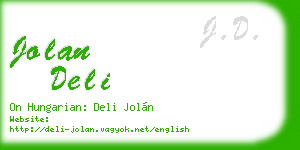 jolan deli business card